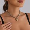 European and American Jewelry Sweet and Cool Ins Wind Regular Arrangement Beaded Necklace Exaggerated Glossy Peach Heart Pendant Collarbone Chain