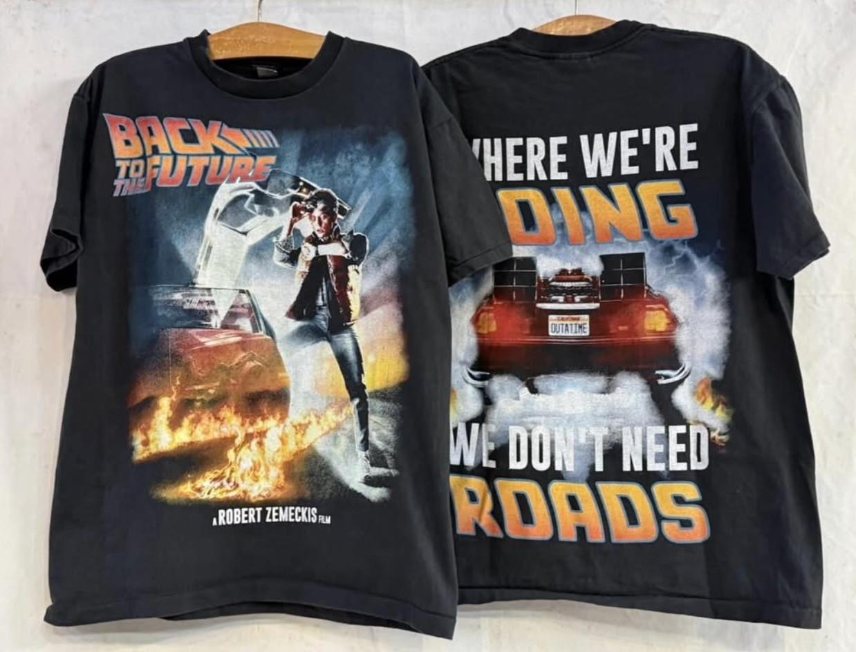Vintage Back To The Future We Don t Need Roads 90s Movie Sz.L T-Shirt REPRINT XXL