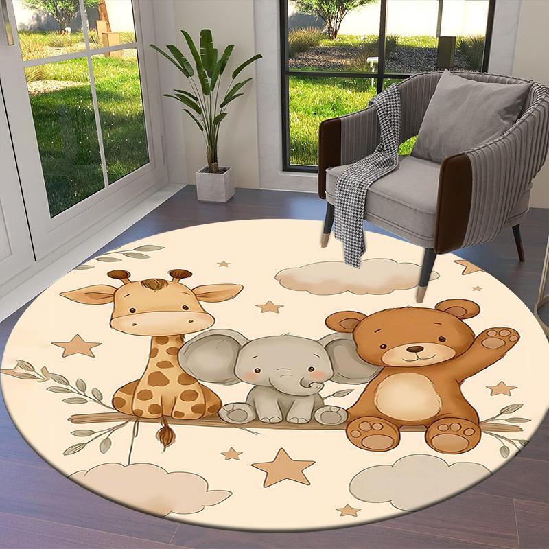 1PC Baby Animal Non-Slip Floor Round carpet, Office, family, bedroom, Large Area Rug Indoor Rugs,  Durable PolyesterH0379