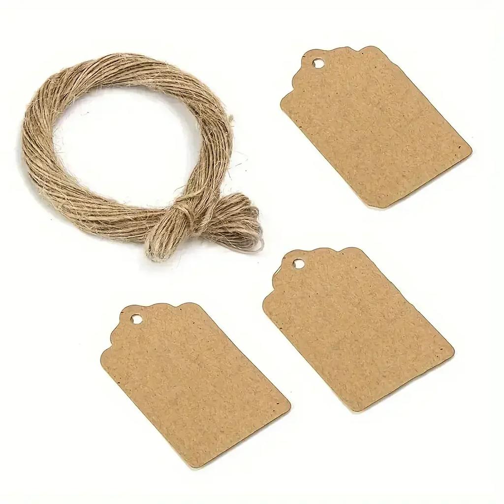 100pcs Kraft Paper Gifts Tags Thank You Celebrating Labels Handmade Wedding Party Decoration Packaging Hang Paper Party Supplies