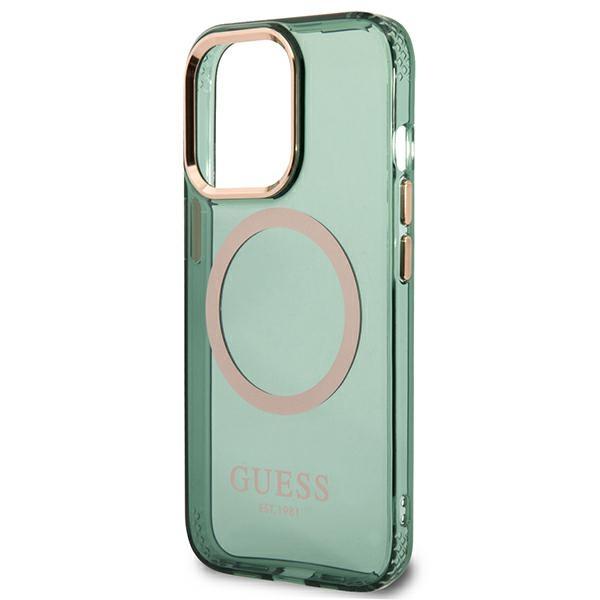 Guess Guhmp13Lhtcma Iphone 13 Pro / 13 6,1 Green/Khaki Hard Case Gold Outline Translucent Magsafe