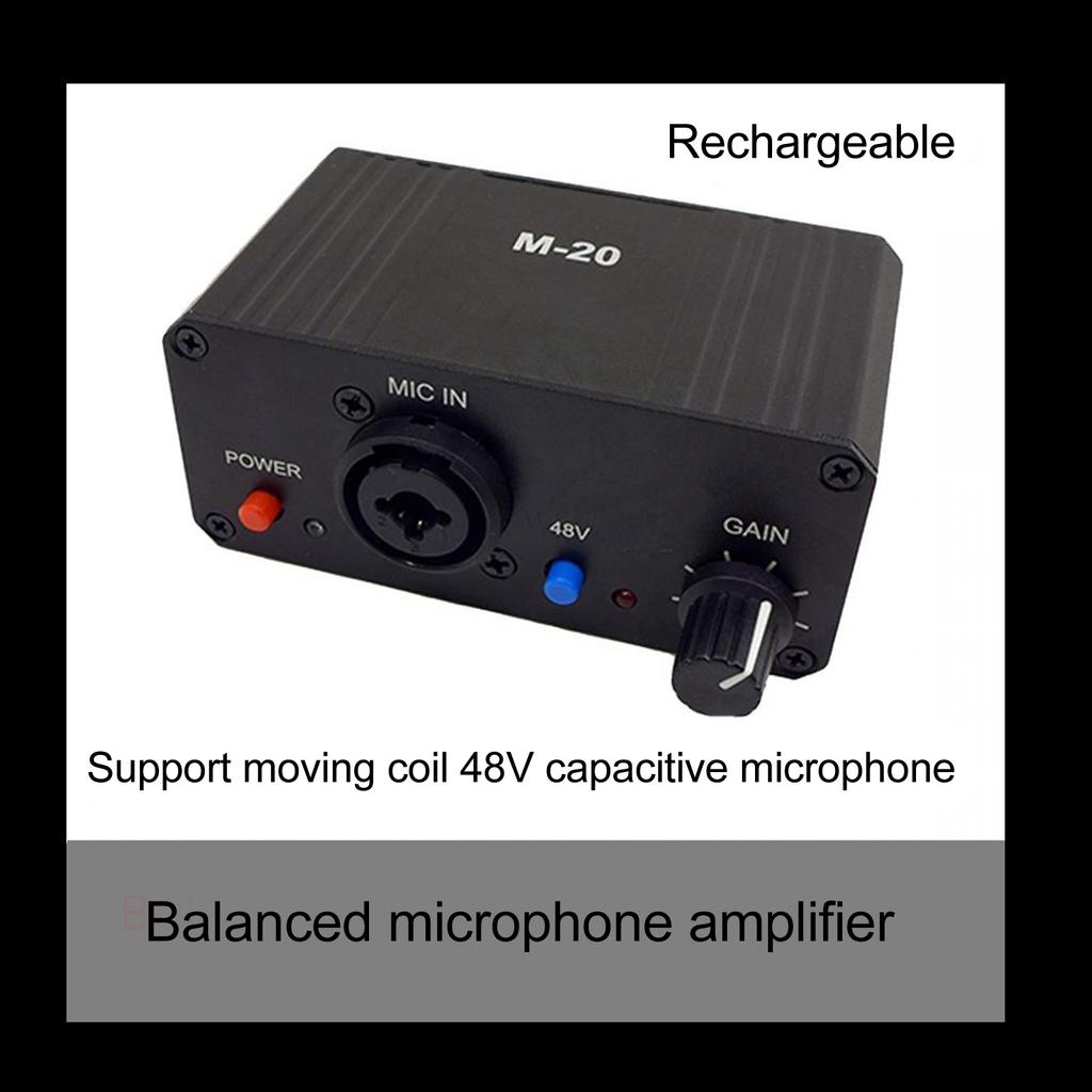 Microphone Preamp High Gain 48V Phantom Power XLR Output Mic Preamplifier for Dynamic and Condenser Microphones Booster
