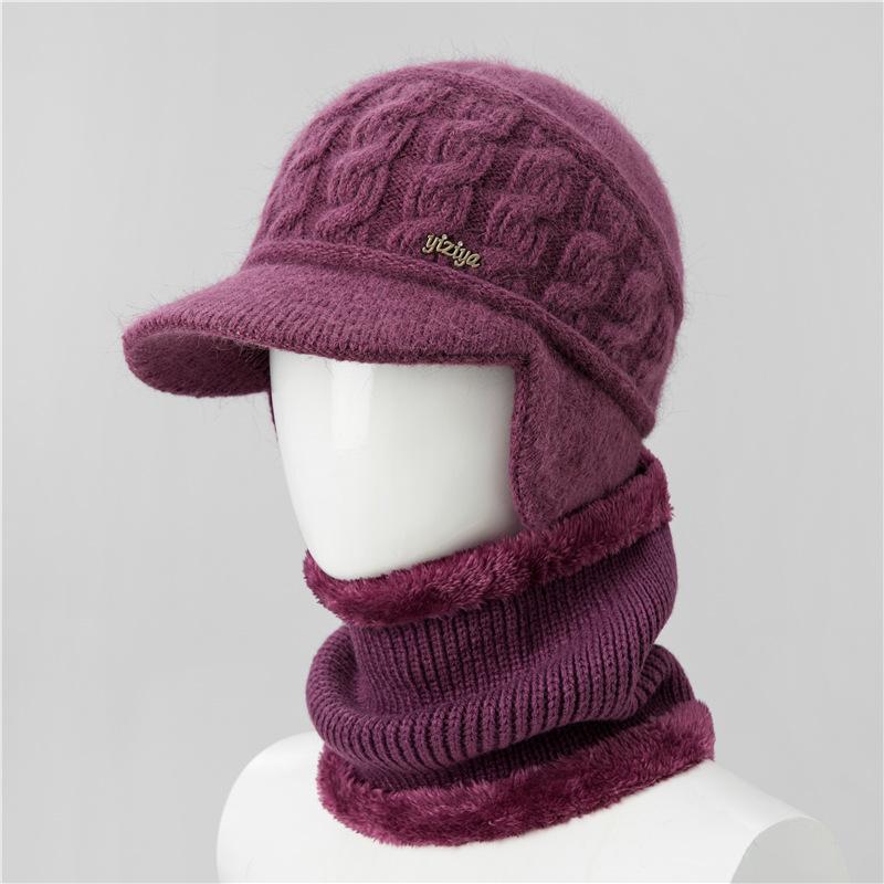Thickened Fleece, Female Winter Elderly Ear - Protector Wool Hat, Warm for Cold Weather