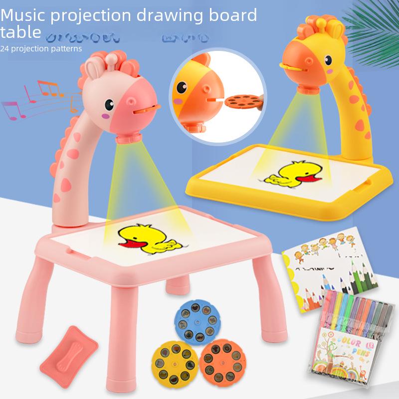 Deer-Shaped Projection Drawing Table with Sound & Light - Children's Graffiti and Writing Toy Set