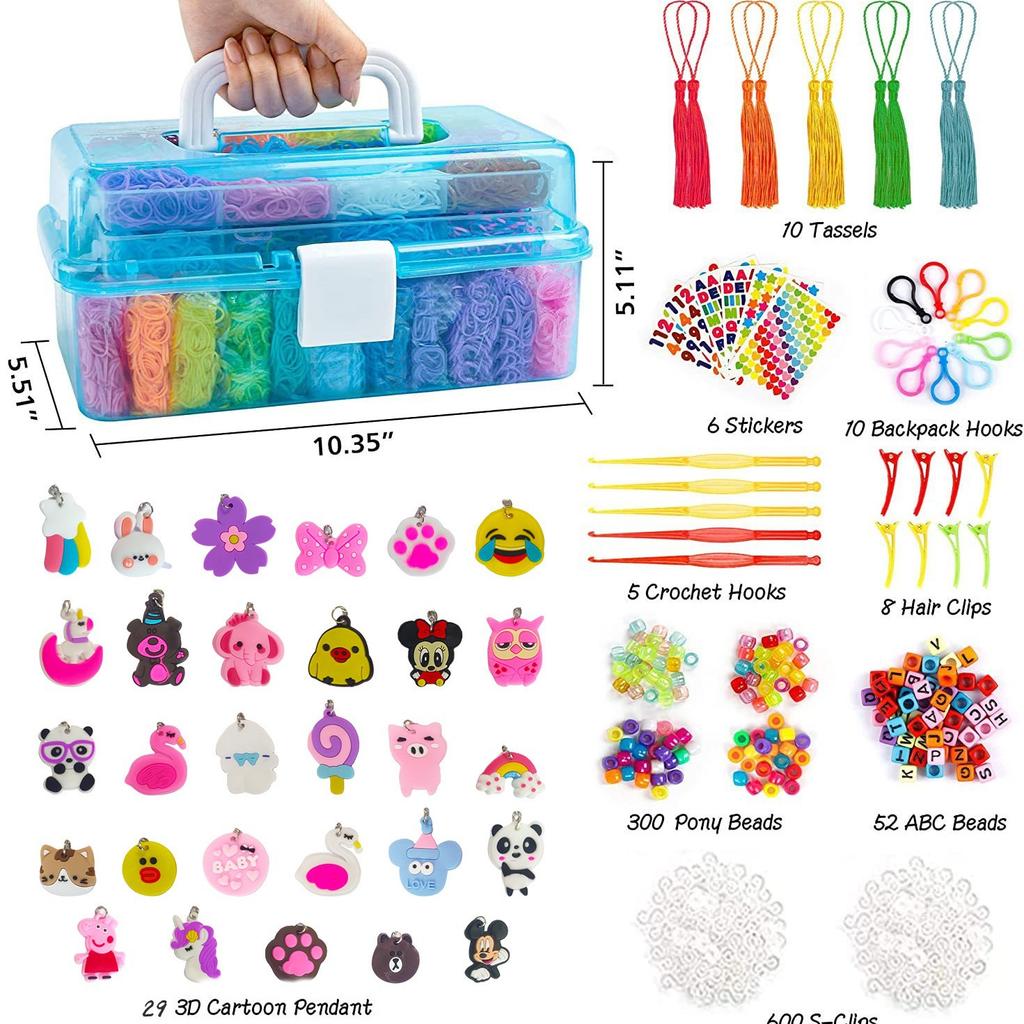 Rainbow Rubber Band Handmade Weaver Rubber Band DIY Children's Colorful Toy Woven Bracelet Handheld Box Set