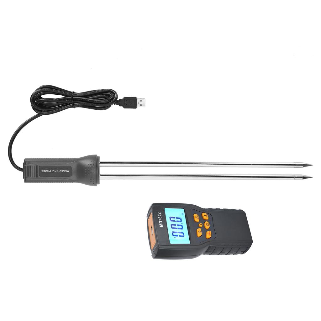 Moisture Meter with Long Probe Digital Grain Wheat Rice Corn Moisture Measurement Tool