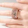 Luxury Inlaid Multicolored CZ Women's Ring Shine Gold Color Geometry Daily Wear Party Jewelry Anniversary Gift