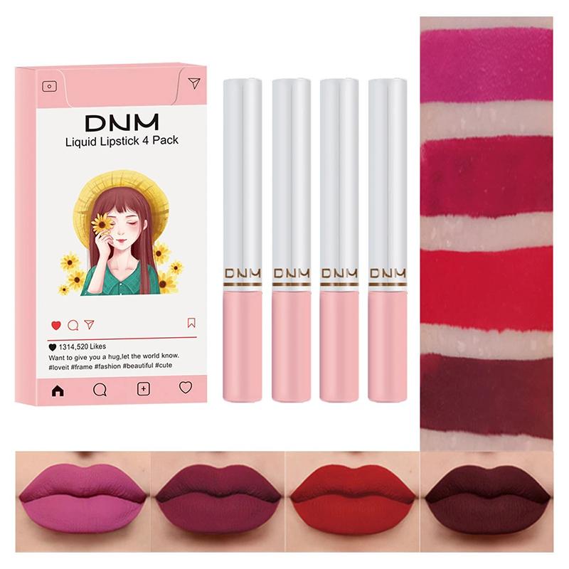 Sada 4 tenkých rtěnek Pevný lesk na rty Matný / Hydratační make-up na rty Kosmetika Dárek pro dívky ženy 1,5 g*4 Kosmetika Make-up