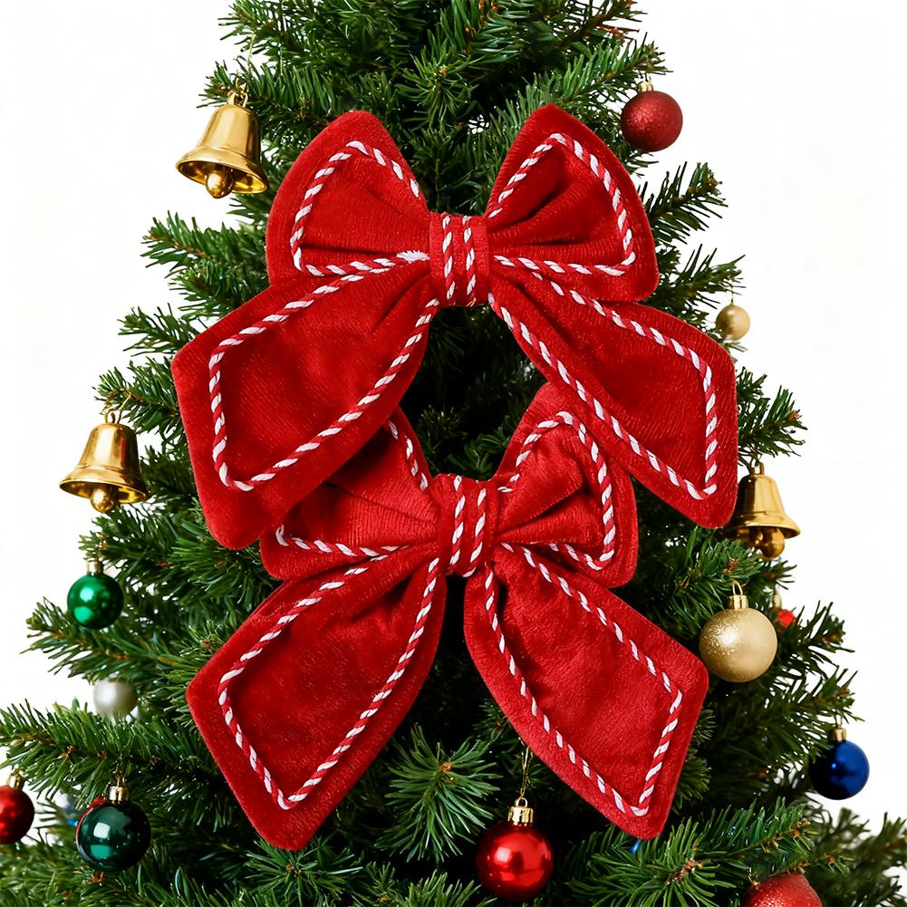 Ribbon Bows Christmas Tree Velvet Bows Red Christmas Ribbon Bows For Xmas Home Decor Tree Wreaths Gift DIY Festive Winter S4D5