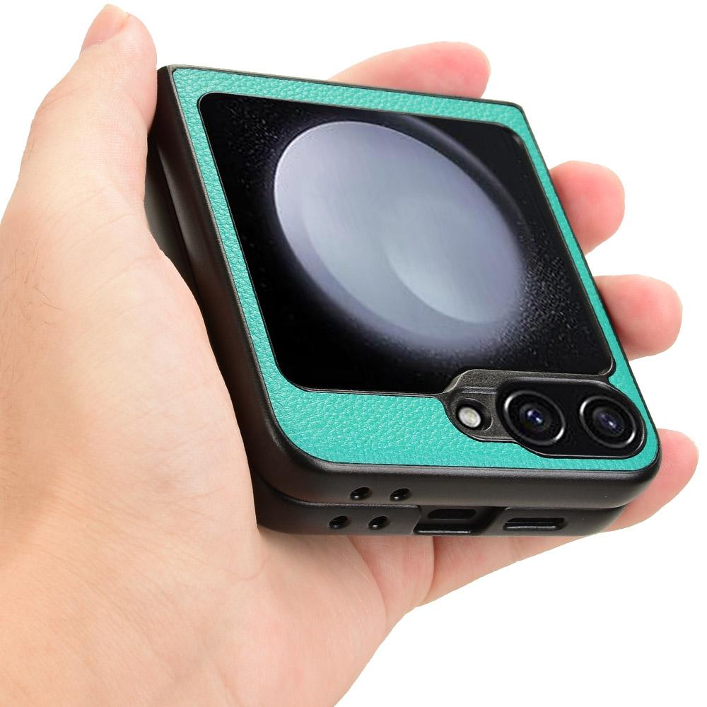 For Samsung Galaxy Z Flip7 FE 5G/Z Flip6 5G Case Litchi Texture Leather Coated PC Phone Cover Card Slot