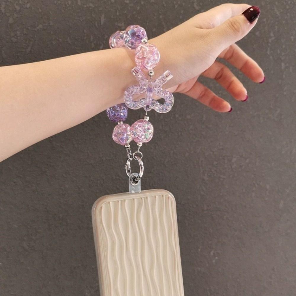 Bag Hanging Sweet Candy Keychain Irregular Transparent Beads Pendant Beaded Phone Chain  Gifts