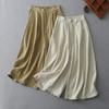 Real Shot Summer New Straight Cotton and Linen Literary Loose Retro Nine-point Wide-leg Pants Women