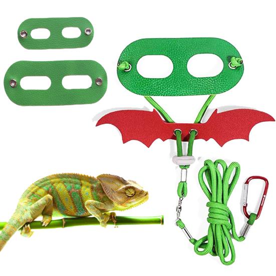 1 Set Bearded Dragon Harness Adjustable with Wings Holiday Dress Up Reptile Faux Leather Safety Harness for Christmas