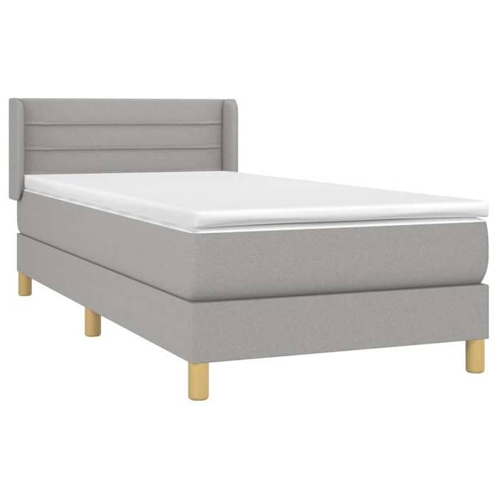 3130321 vidaXL Divan Bed with Mattress Light Grey 90x200 Cm Fabric