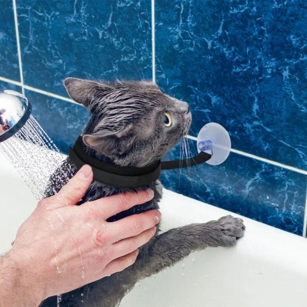 Portable Dog Bathing Fixer Adjustable Cat Restraint Straps Safe Cat Grooming Collar  Pet Shower