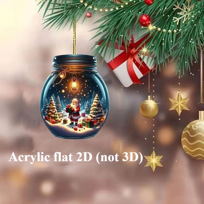 8CM Acrylic Wishing Bottle 2D Flat Pendant Car Pendant Ornament Christmas Ornament Christmas Tree Pendant