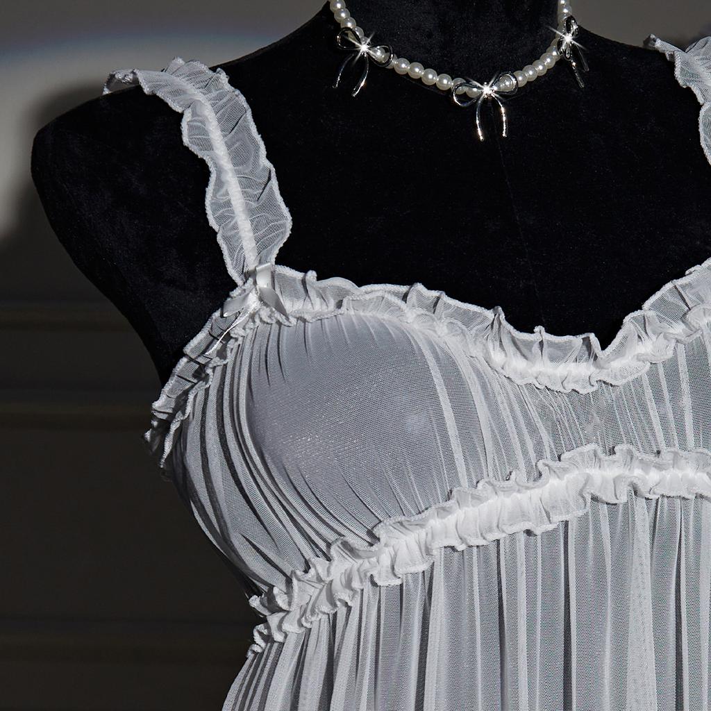 Sexy Adult Lingerie Set Babydoll Dresses Transparent Sling Nightdress G-string Women's Pajama Lace Erotic Sleepwear See-through