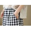 DIMANAF 2026 Summer New Plus Size Women Long Pants Vintage Printing Loose Casual Elastic Waist Lady Bottoms Black Plaid