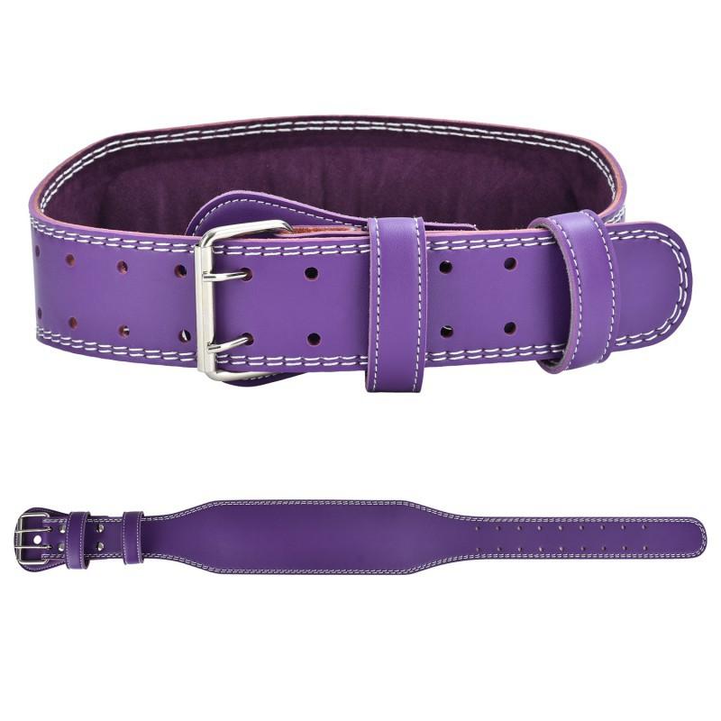 Sports Belt Cowhide Hard-drawn Strength Lifting Unisex Squat Weightlifting Waist Protection purple