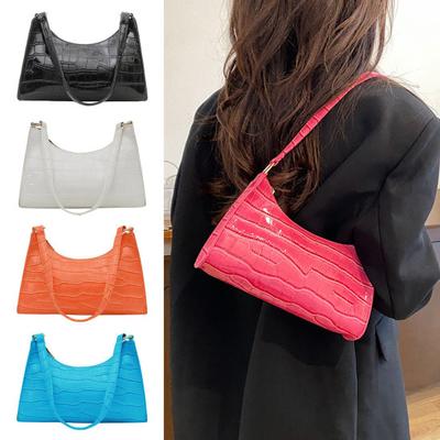 Women Textured Single Shoulder Bag Faux Leather Large Capacity Solid Color Casual