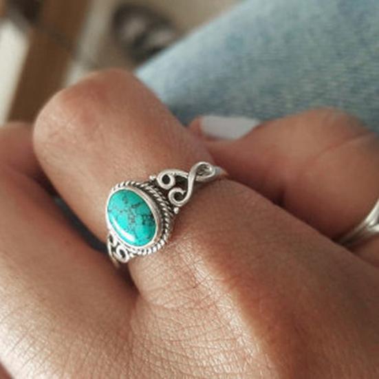 Starožitný tyrkysový přírodní drahokam nevěsta svatební zásnubní dárek vintage prsten