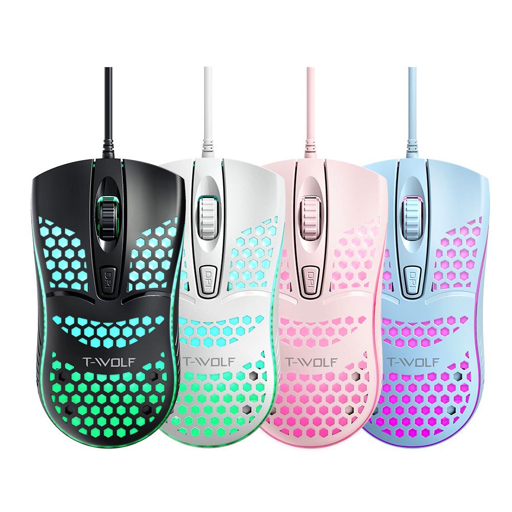 T-WOLF V15 Thunder Wolf Honeycomb USB Wired Gaming Mouse.