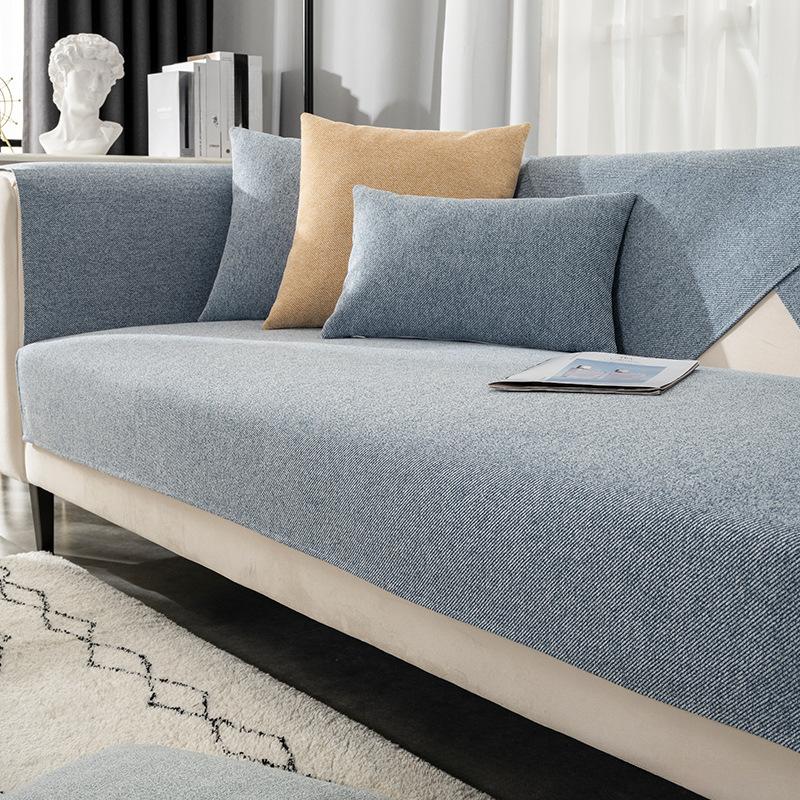 Cuscino per Divano Quattro Stagioni Universale Antiscivolo Grigio Semplice Tessuto Moderno Soggiorno Lusso Leggero Schienale Copridivano Fodera