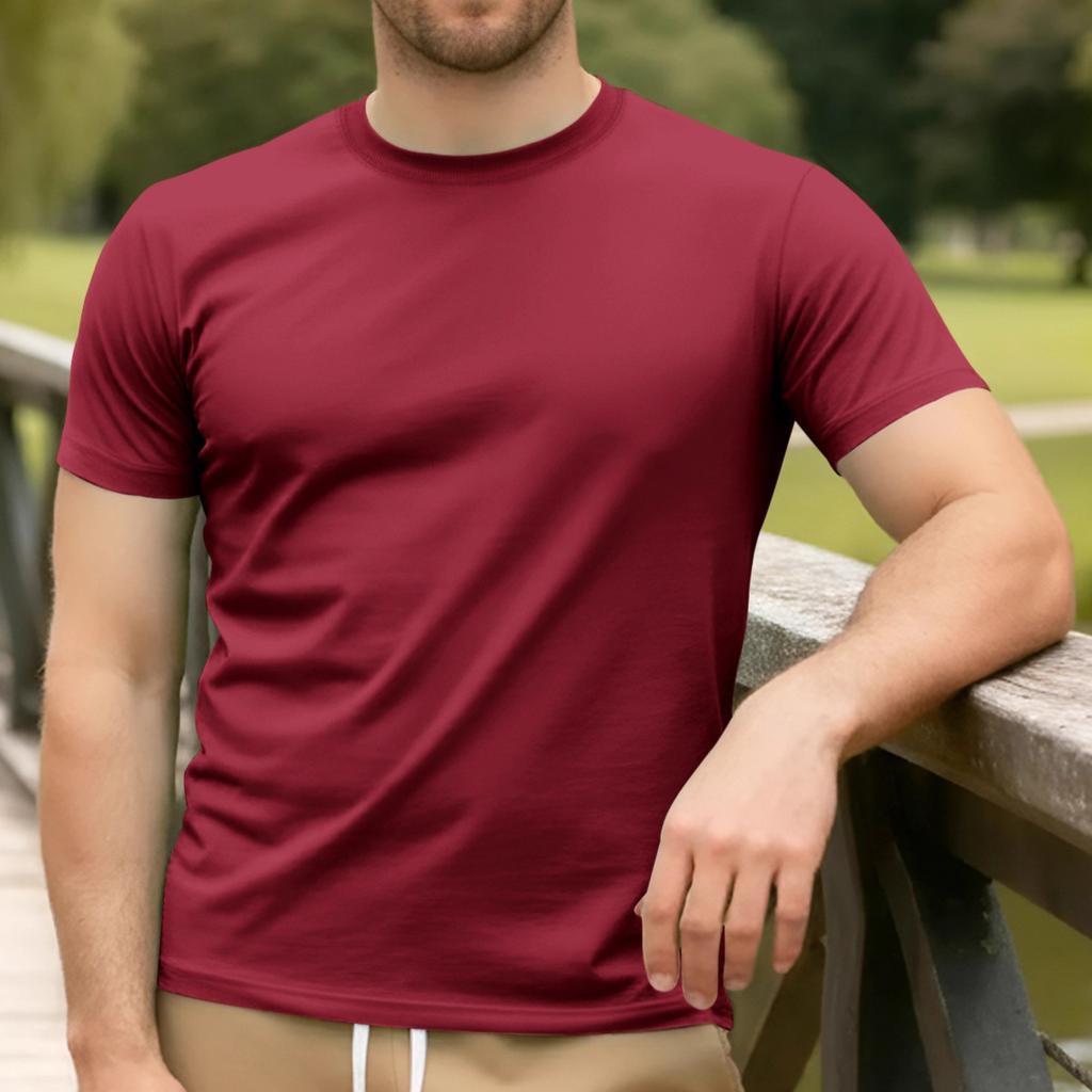 Fashion Europe, America, summer solid color round neck short sleeve pure cotton casual sports simple T-shirt top