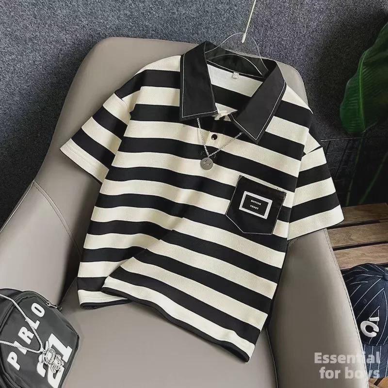 Kids' Summer Striped Polo Shirt - 2023 Korean Style, Boys' Short-Sleeved Casual Top