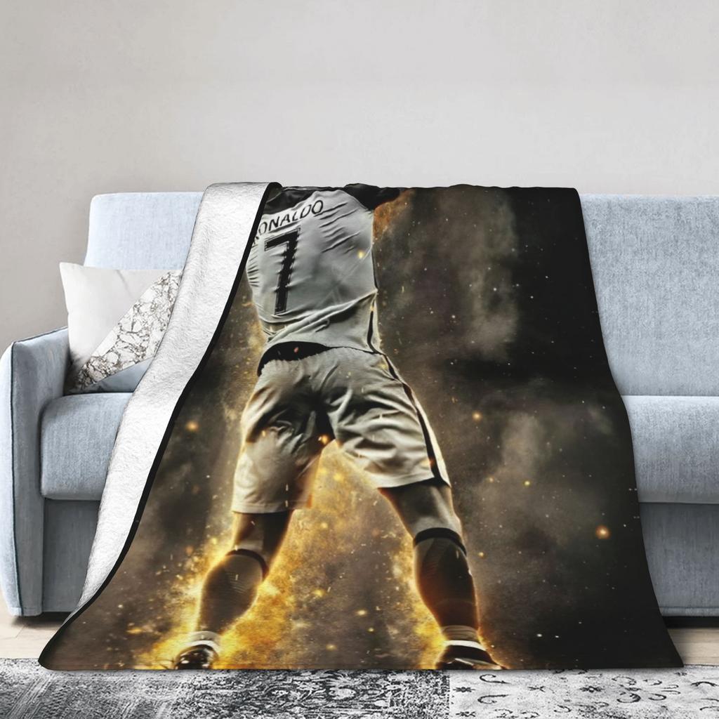 CR7 Football Blanket Cover Fleece Throw Blanket Bed Sofa Printed Soft Warm Bedspreads,