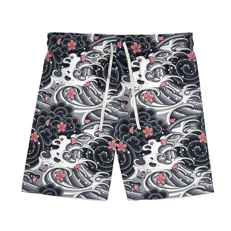 

Chinese Ocean Sea Wave Flower Boxing Muay Thai Kickboxing Training Shorts Print Martial Art Boxer Unisex Men Women Fighting Fitness Sport Gym Workout 3XL
