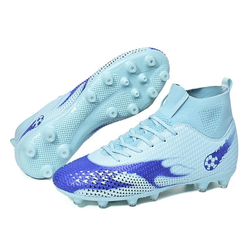 Football Shoes High Top Socks Shoes Boys and Girls Length Nailed Leather Foot Youth Sports Football Shoes