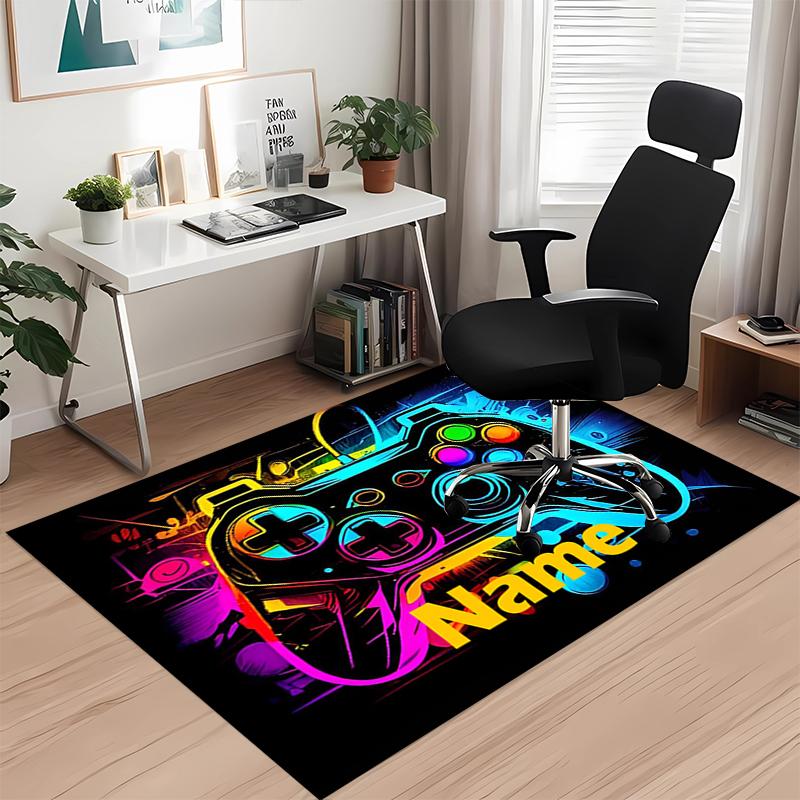Custom Name Game Controller Printed Carpet, for Office Chair Living Room Bedroom Kitchen Room Decor Gifts.