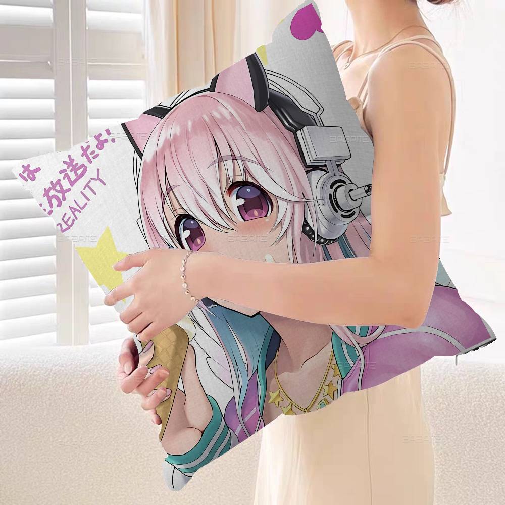 Cartoon Virtual Singer Super Sonico Pillow Gift Home Office Decoration Bedroom Sofa Car Cushion Cover case x