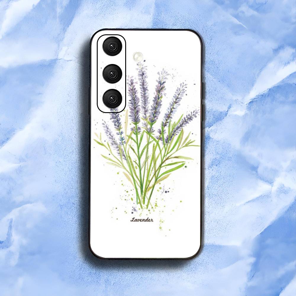 Beautiful purple flower lavender For Samsung Galaxy S25 S24 S23 Ultra S22 S21 Plus S20 Black Soft Silicone Protective Case