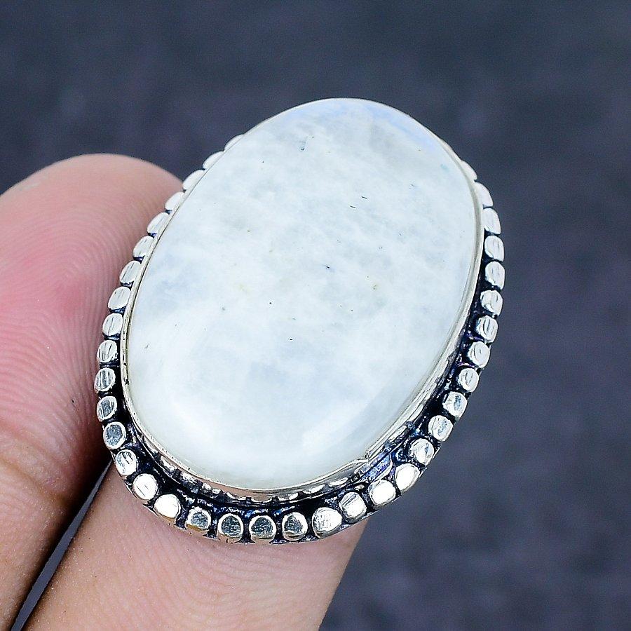 Měsíční kámen Drahokam Stříbro ryzosti 925 Šperk Prsten Velikost 7