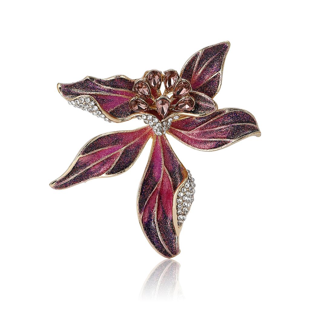 Atmospheric Alloy Enamel Iris Brooch Fashion Temperament Women'S Suit Coat Corsage Jewelry Pin