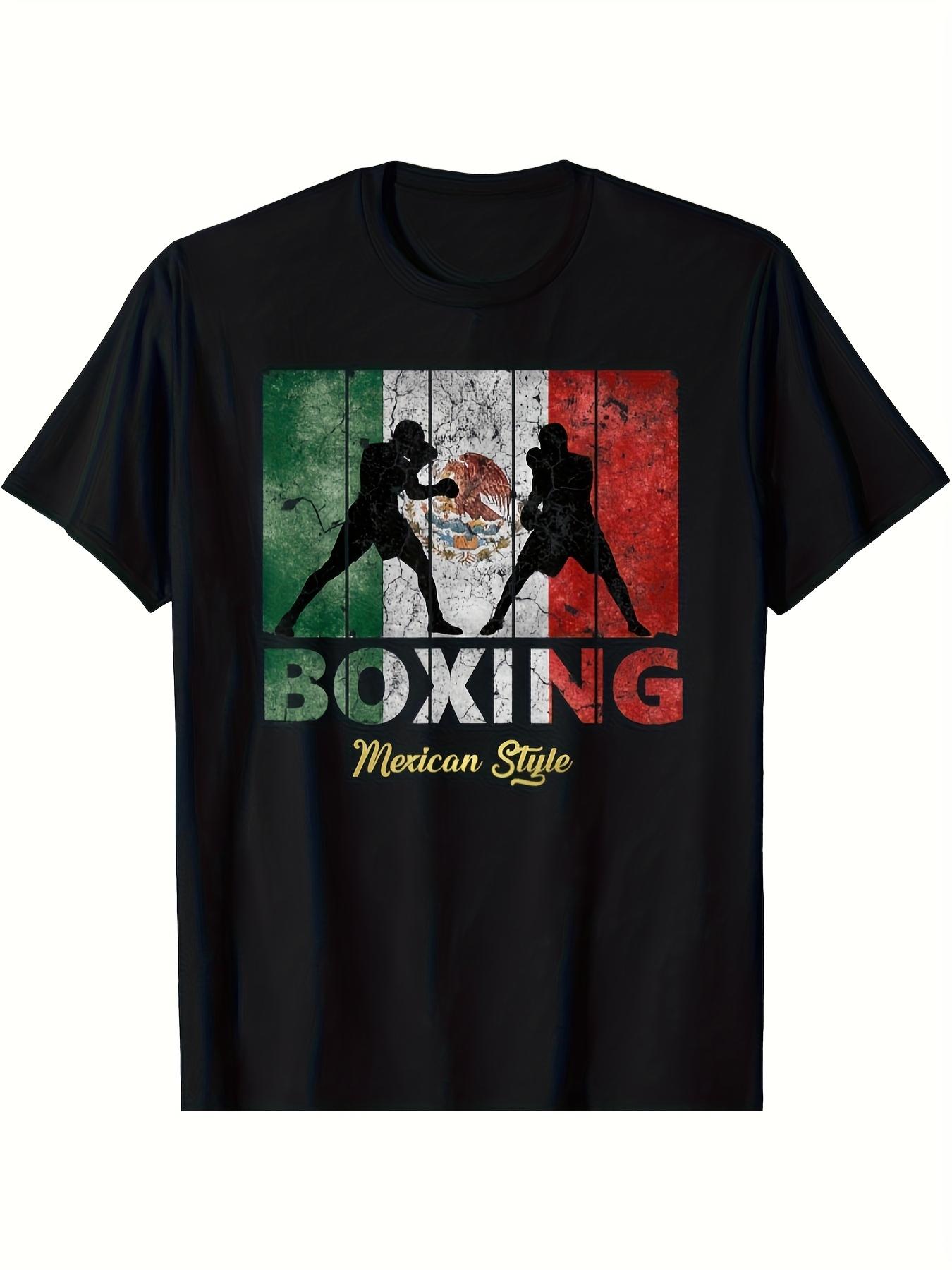 Mexican Vintage BoxingRetro Mexican Flag withMexican Style Text designcotton Oneck short sleeve printed Unisexs Tshirt S