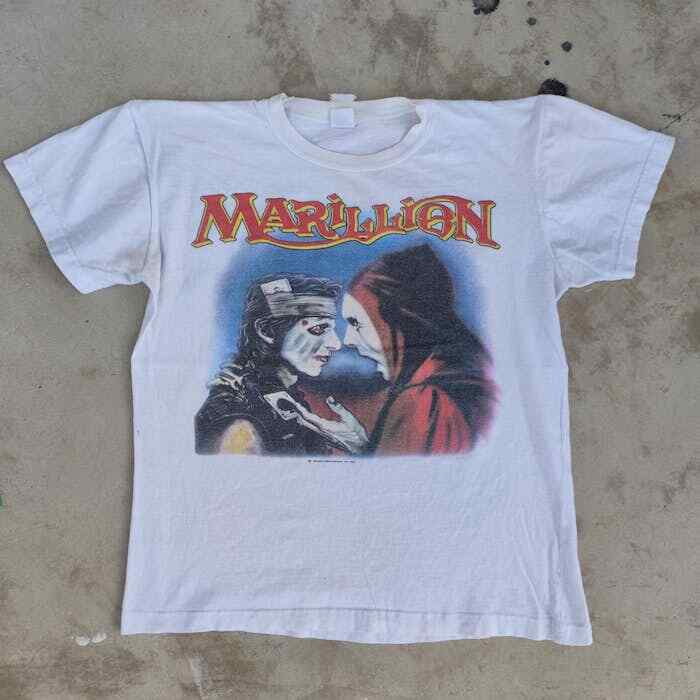 

SALE 1984 MARILLION NORTH AMERICAN TOUR T SHIRT, new white shirt Unisex T-Shirt XXXXL