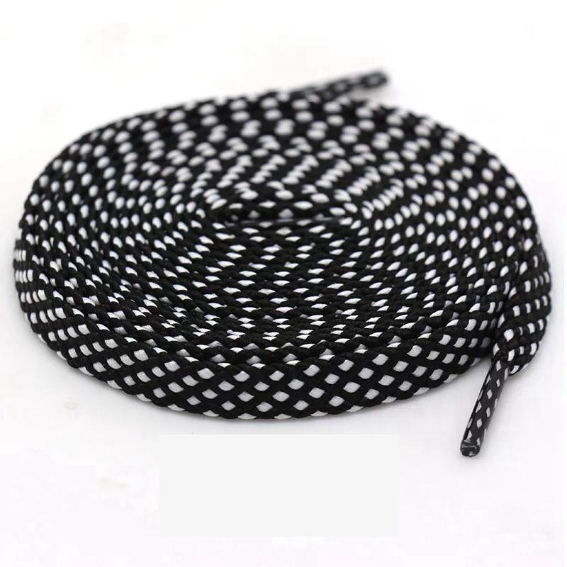 1pair shoelace Fashion Polyester Sneaker Shoe Lace Colors Checkered Double Layer Hollow Flat Shoelaces 100/120/140CM