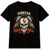 Skull Forever T Shirt Rock N Roll Vintage Winged Lightning Graphic Tee
