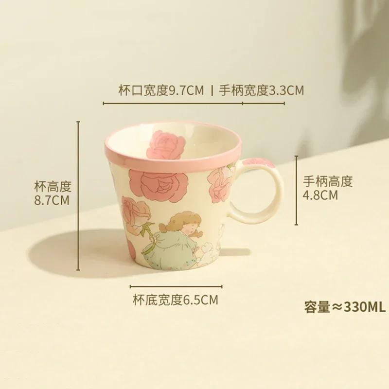 Creative Exquisite Flowers Mugs Light Luxury Restaurants Afternoon Tea Ceramic Coffee Cups Casual Office Cute Water Cup Gifts