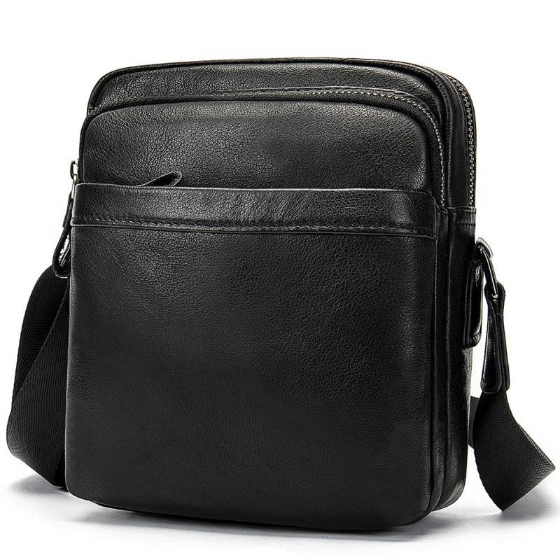 Men s Bag Shoulder Genuine Leather Business Casual Top Layer Cowhide Vertical Crossbody