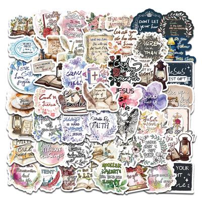 50 Bibles Jesus Phrase Inspirational English Text Stickers DIY Suitcase Laptop Water Cup Stickers