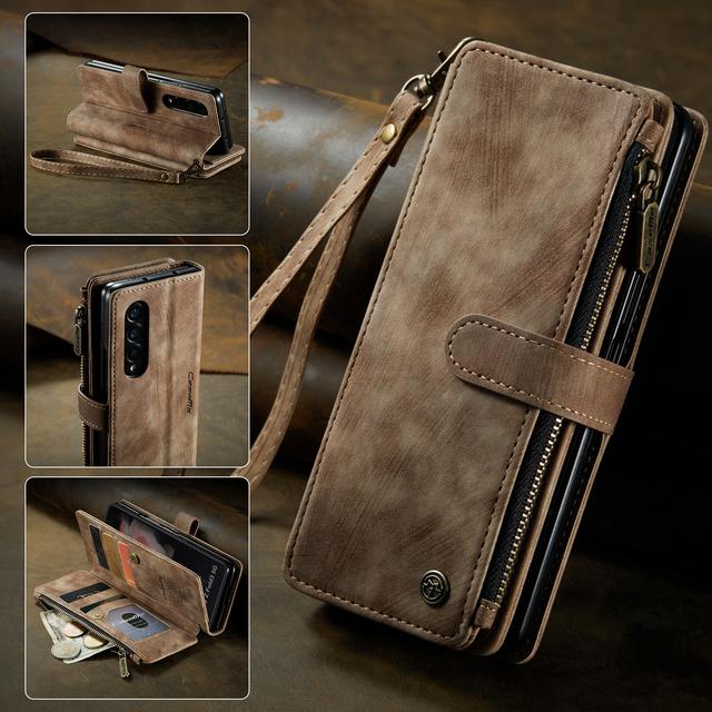 

Кожаный чехол-кошелек с полной защитой и подставкой для Samsung Galaxy Z Fold 4 Fold4 Fold 3 5g Fold3 S23 Ultra S22 Plus S21 Fe for Galaxy S23 Plus коричневый