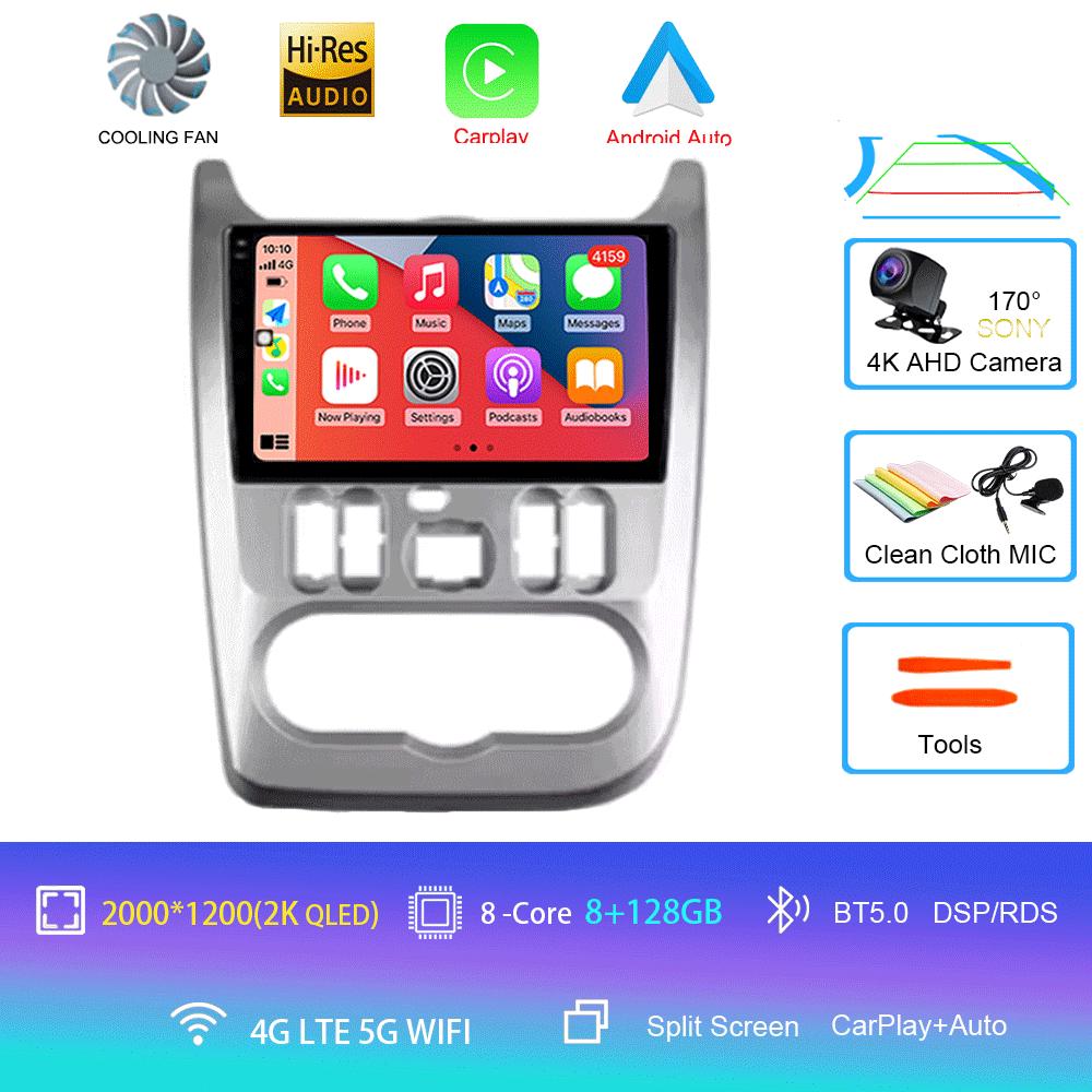 Radio auto Android 14 2Din Multimedia pentru Lada Renault Logan 1 Sandero 2009-2015 Dacia Duster Unitate principală de navigație Carplay Stereo