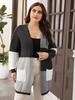 Large size women's clothing, European, American autumn and winter knitted cardigan, new striped wool knitted sweater, fashionable and versatile