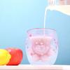 Cat Claw Cup Pink Cherry Printing Cat Paw Mug Cute Cat Foot Shape Transparent Double Wall Coffee Cups Insulated Thermo Milk Tea