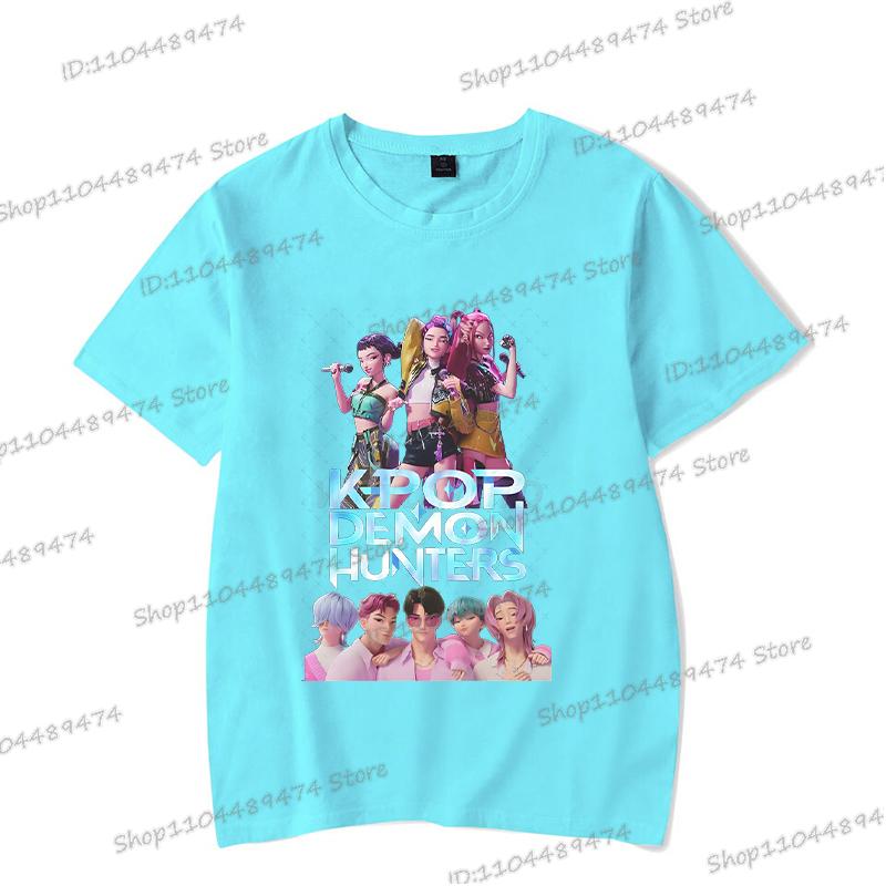 

Футболки с принтом Руми для женщин и мужчин, K-pop, Охотники на демонов, Летние, Смешные, Хип-хоп, Уличная одежда, С коротким рукавом, Повседневные, Аниме, Подростковые футболки 3XL