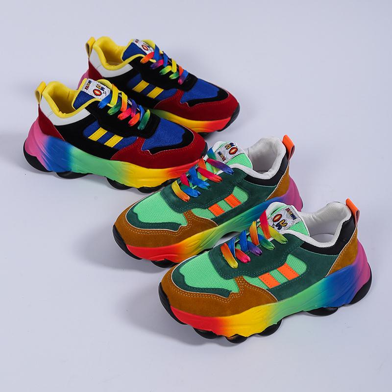 Fashion Shoes Cswo01 Unisex Plus Size Daddy Shoes Colorful Couple Lace-Up Versatile Student Flat Casual Sneakers Cm